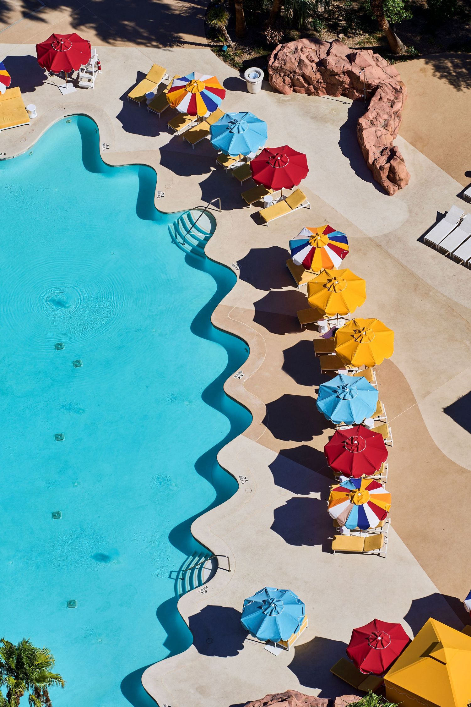 Overview of the pool deck at Rio Casino Las Vegas. Design by Fettle Design