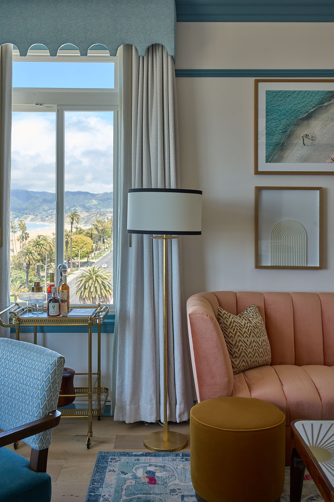 The guestroom at the Georgian Hotel in Santa Monica, LA. Interior Design by Fettle Design.