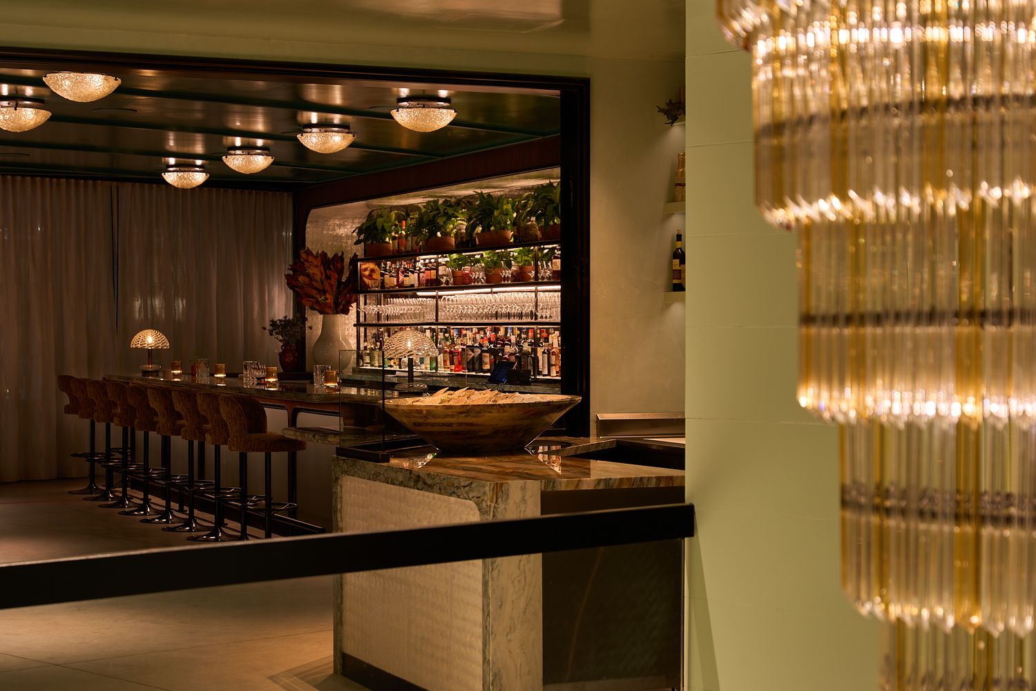 Interior photography of the bar at Principe restaurant in Soho, NY. Designed by Studio Vogelsang