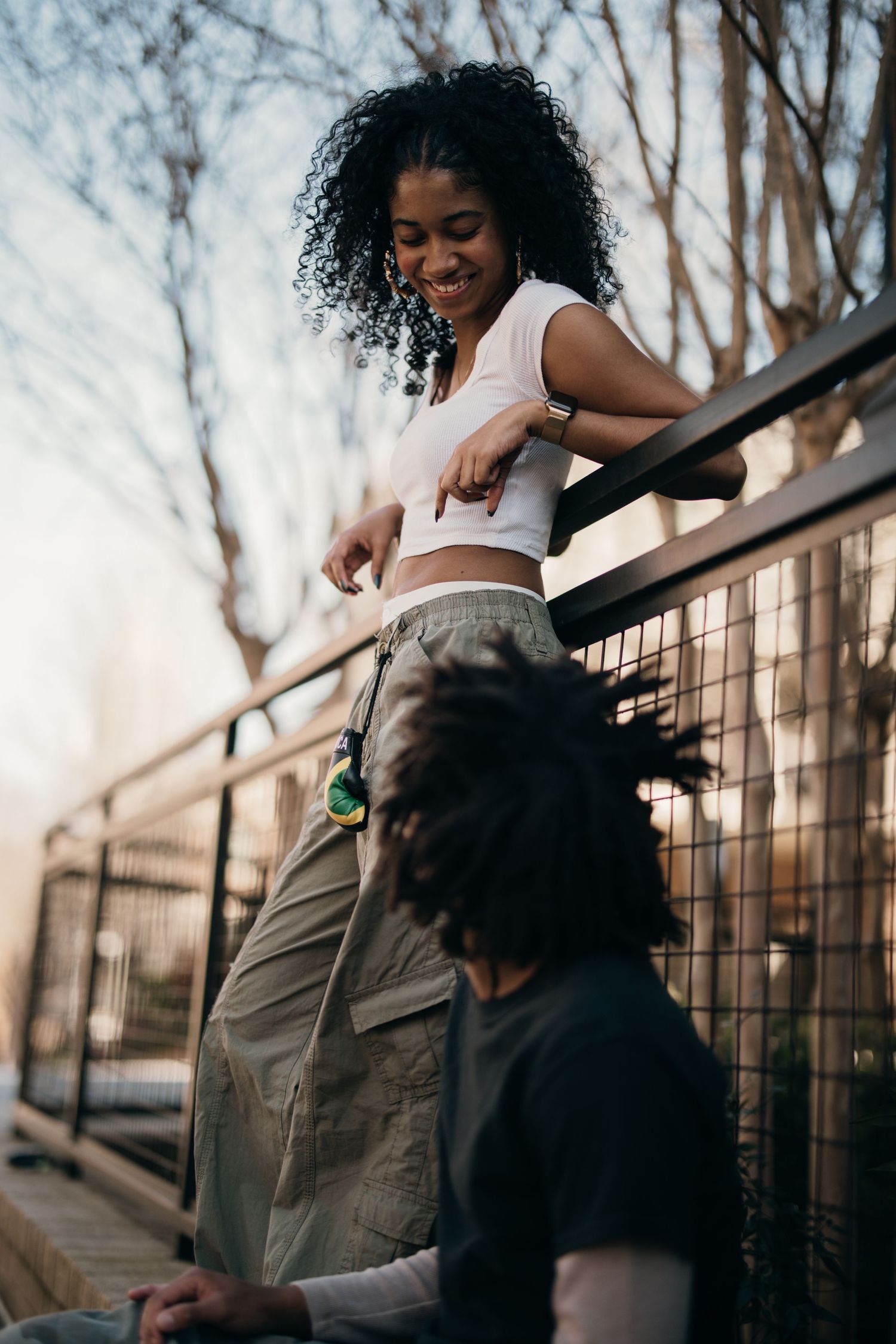 young black couple having fun at Atlantic Station.