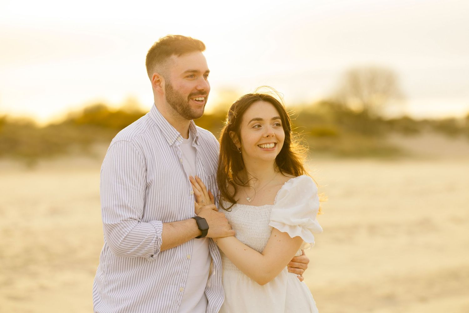 Engagement photoshoot on Shell Bay Studland Dorset During Golden Hour