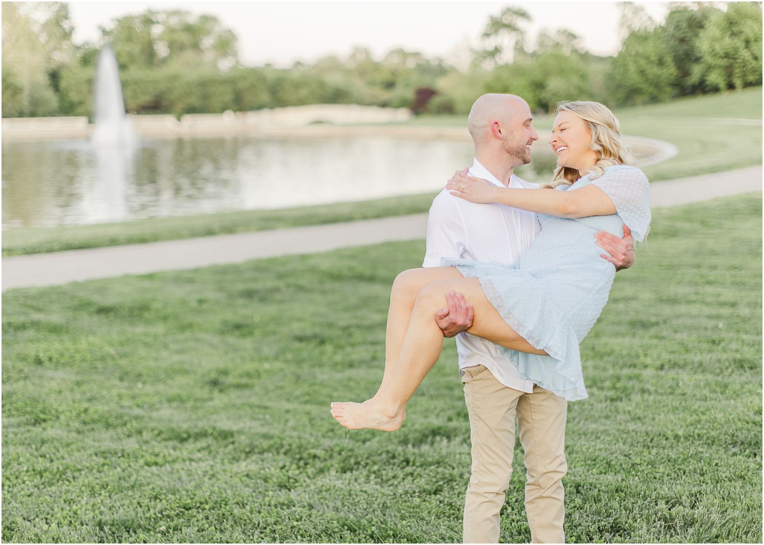 Katie Strzelec Photography Forest Park St Louis Missouri Golden Hour Engagement Portrait Session Art Hill Emerson Grand Basin