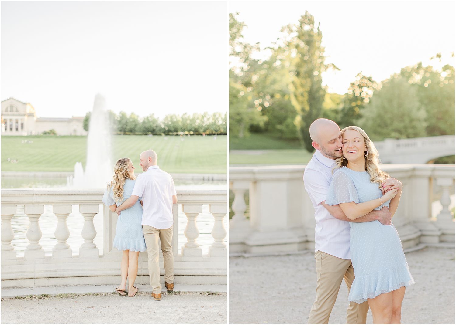 Katie Strzelec Photography Forest Park St Louis Missouri Golden Hour Engagement Portrait Session Art Hill Emerson Grand Basin