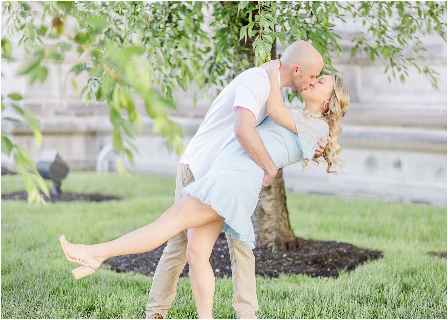 Katie Strzelec Photography Forest Park St Louis Missouri Golden Hour Engagement Portrait Session Art Hill Emerson Grand Basin