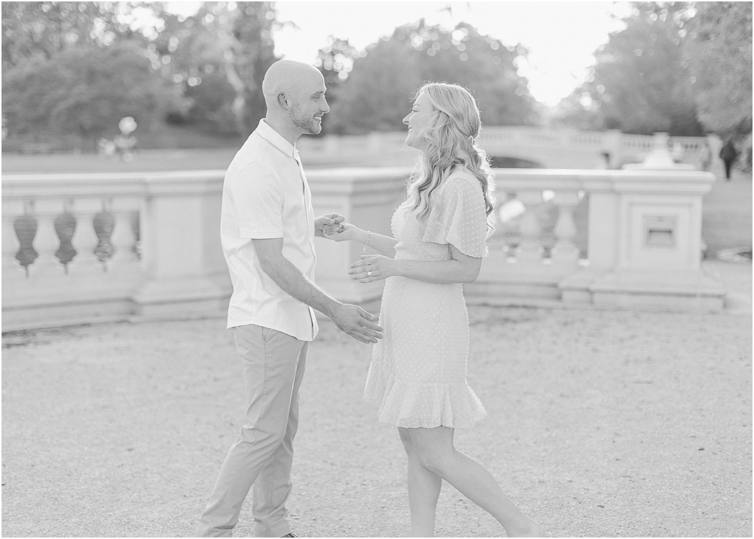 Katie Strzelec Photography Forest Park St Louis Missouri Golden Hour Engagement Portrait Session Art Hill Emerson Grand Basin