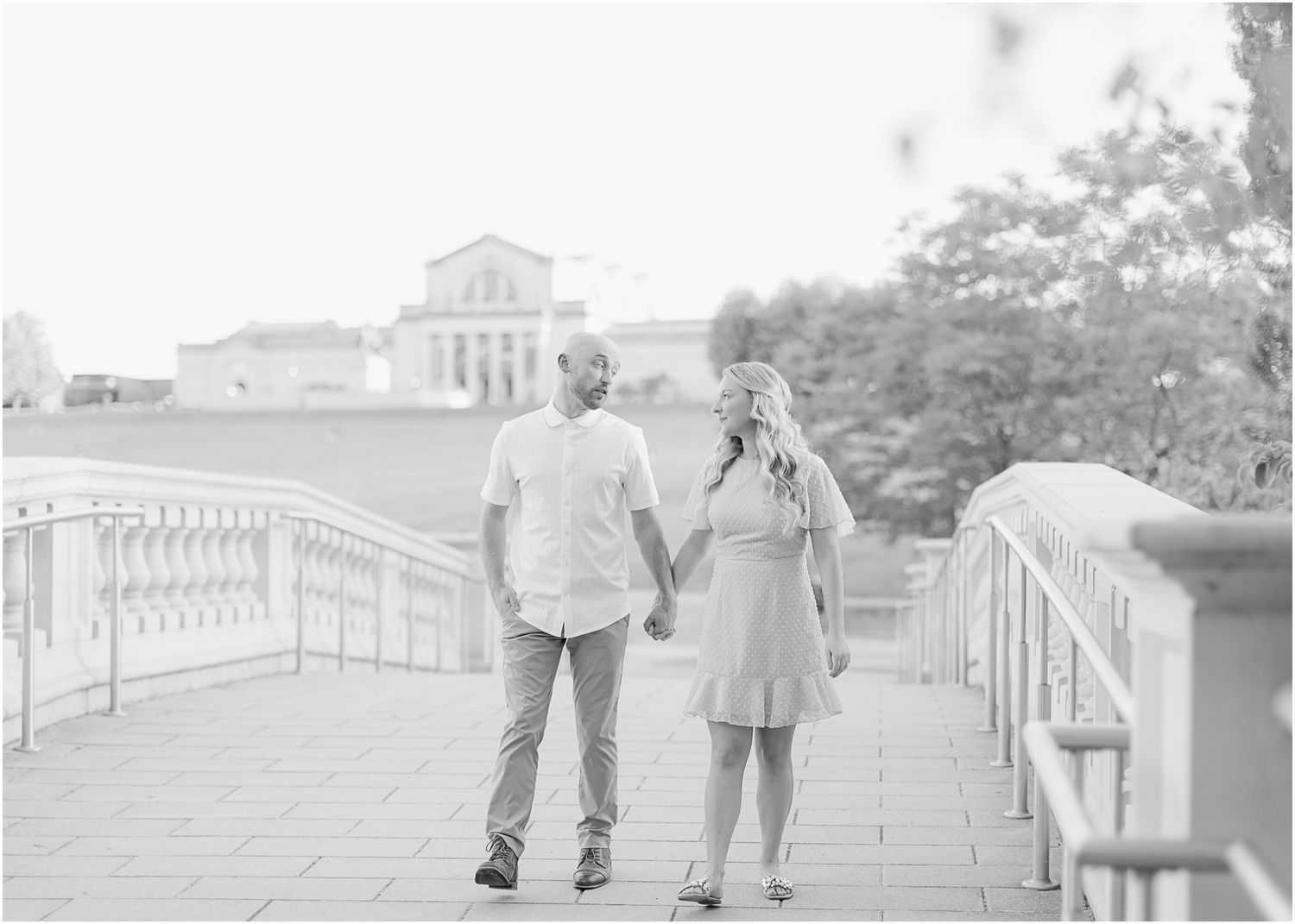 Katie Strzelec Photography Forest Park St Louis Missouri Golden Hour Engagement Portrait Session Art Hill Emerson Grand Basin
