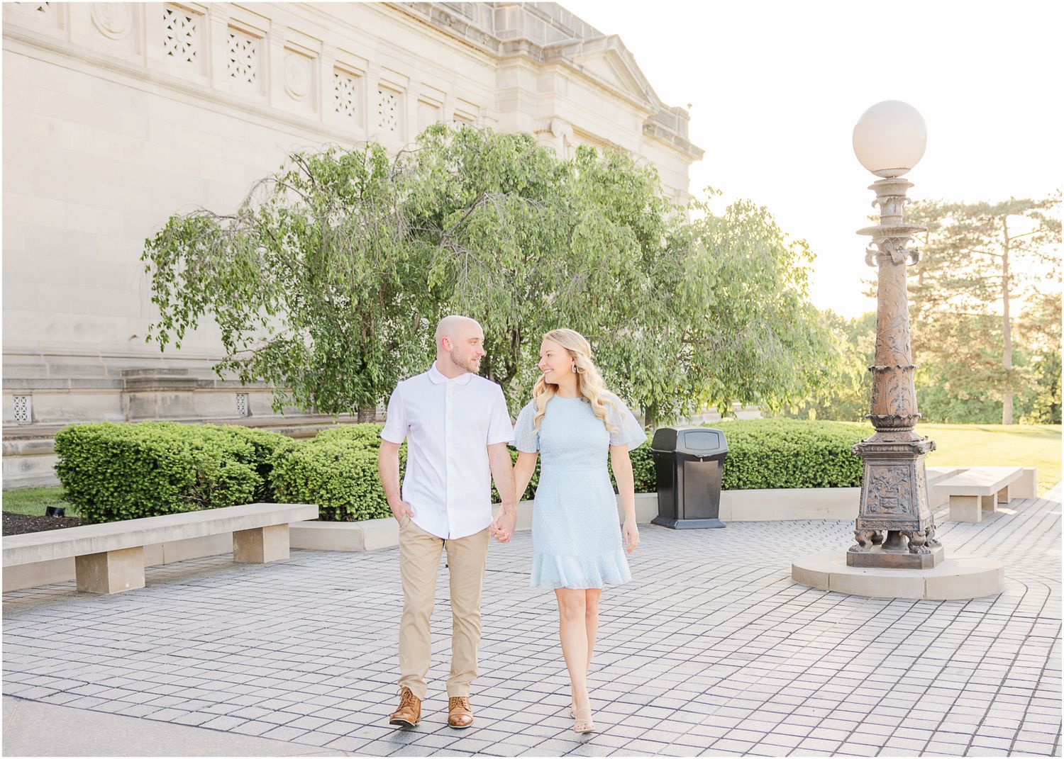 Katie Strzelec Photography Forest Park St Louis Missouri Golden Hour Engagement Portrait Session Art Hill Emerson Grand Basin
