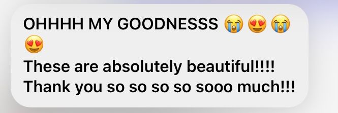 Text message showing excited response with heart and star-struck emojis.