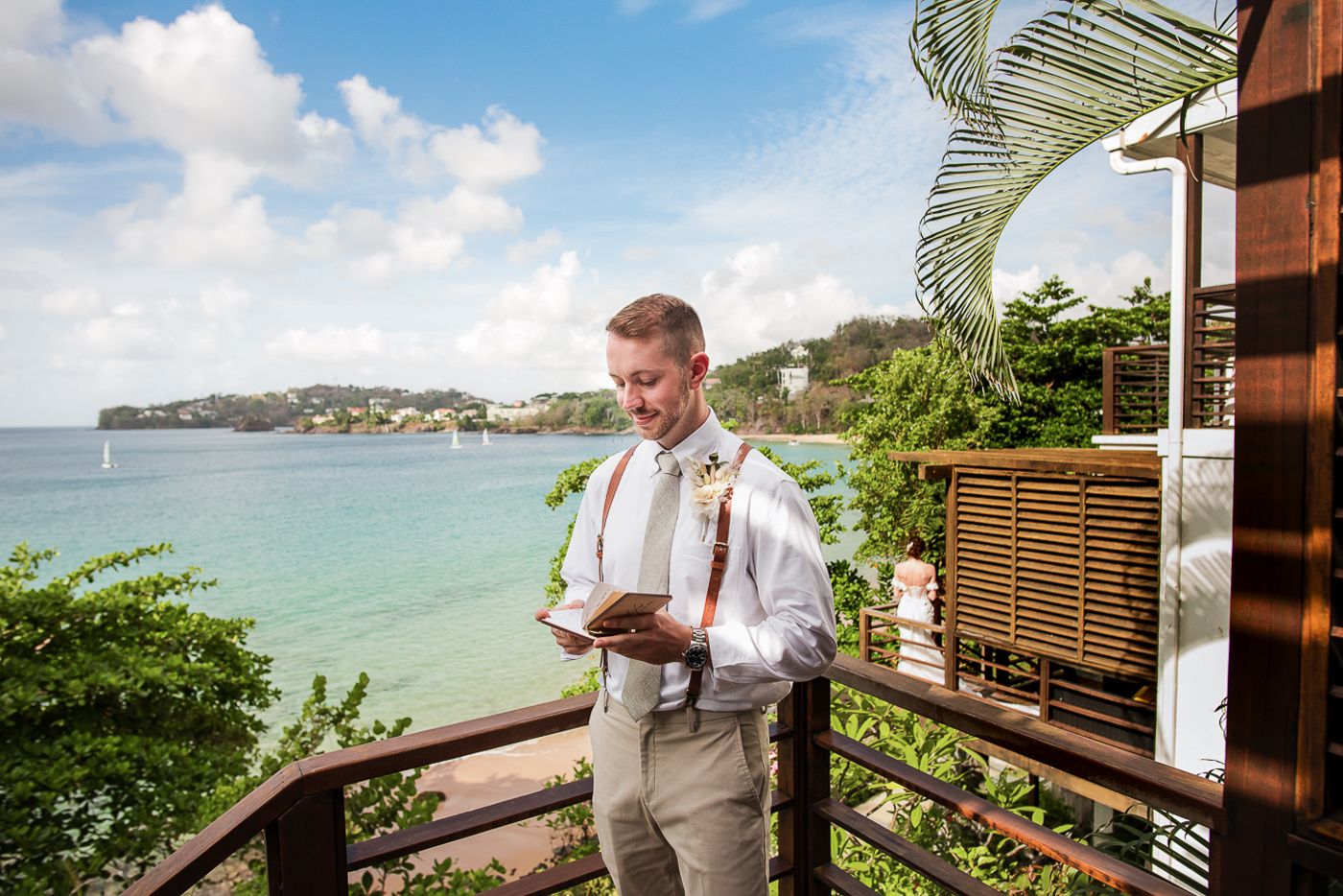 Celeste and Reece documenting the couple’s wedding at Sandals Resorts in Saint Lucia