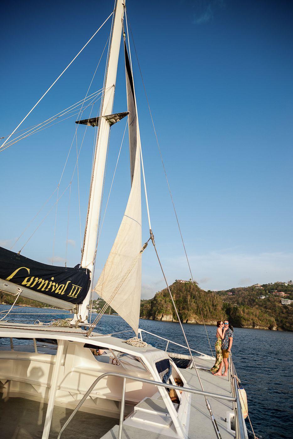 Celeste & Reece documenting the newlyweds during their intimate sunset cruise on a private boat in Saint Lucia