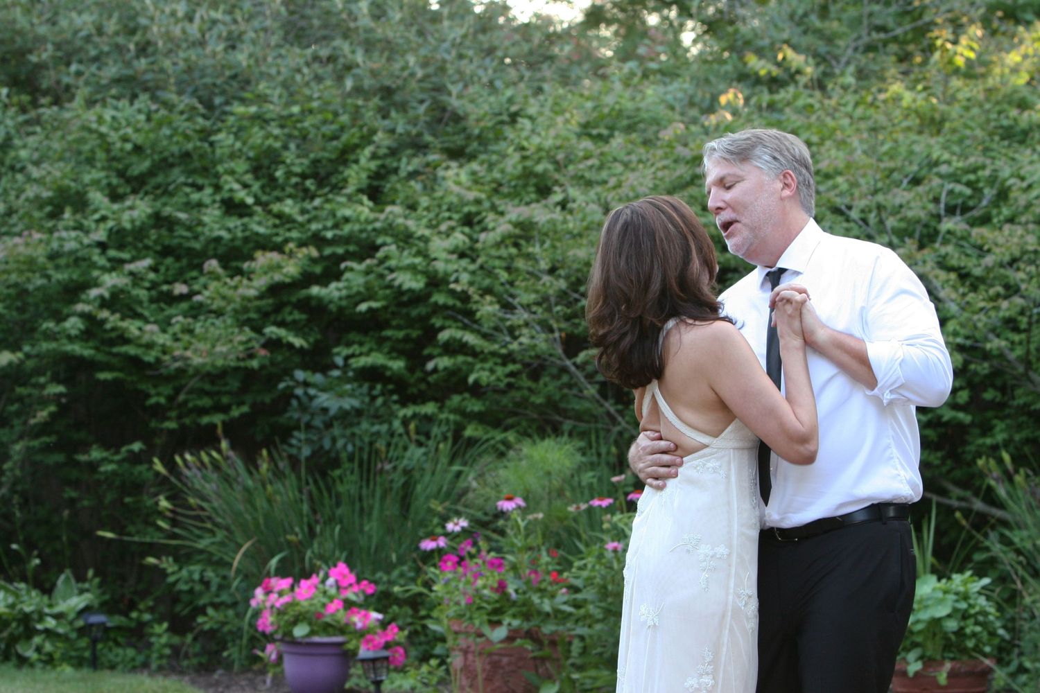 Jackie and Rob share a dance at their wedding.