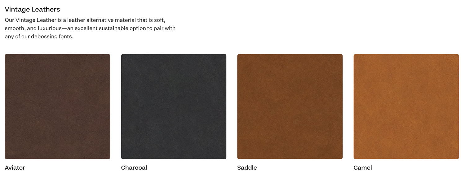 A horizontal row of eight different shades of brown leather swatches arranged by color gradient.