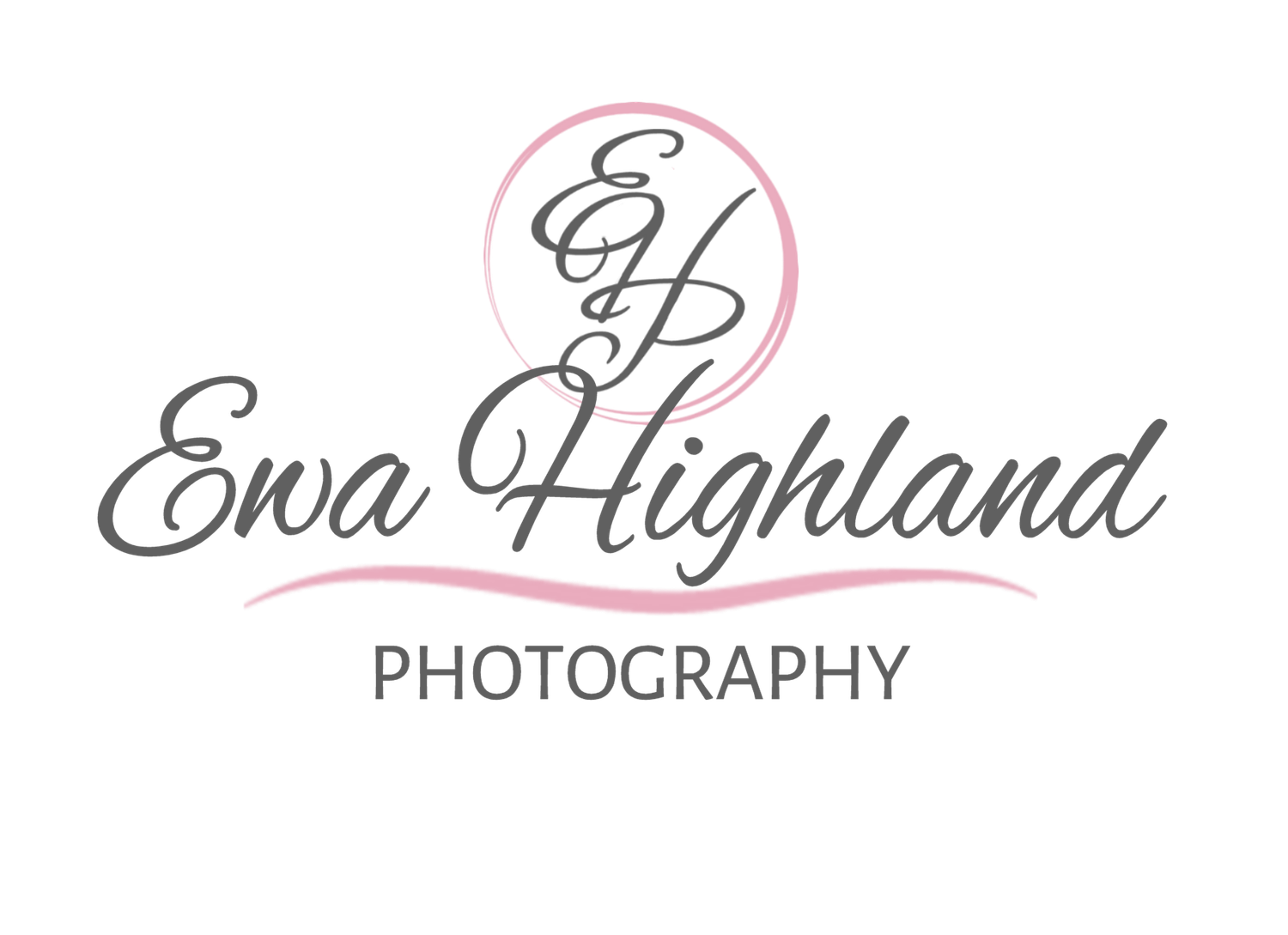 A monochrome photography studio logo design featuring elegant cursive text and minimalist graphic elements.