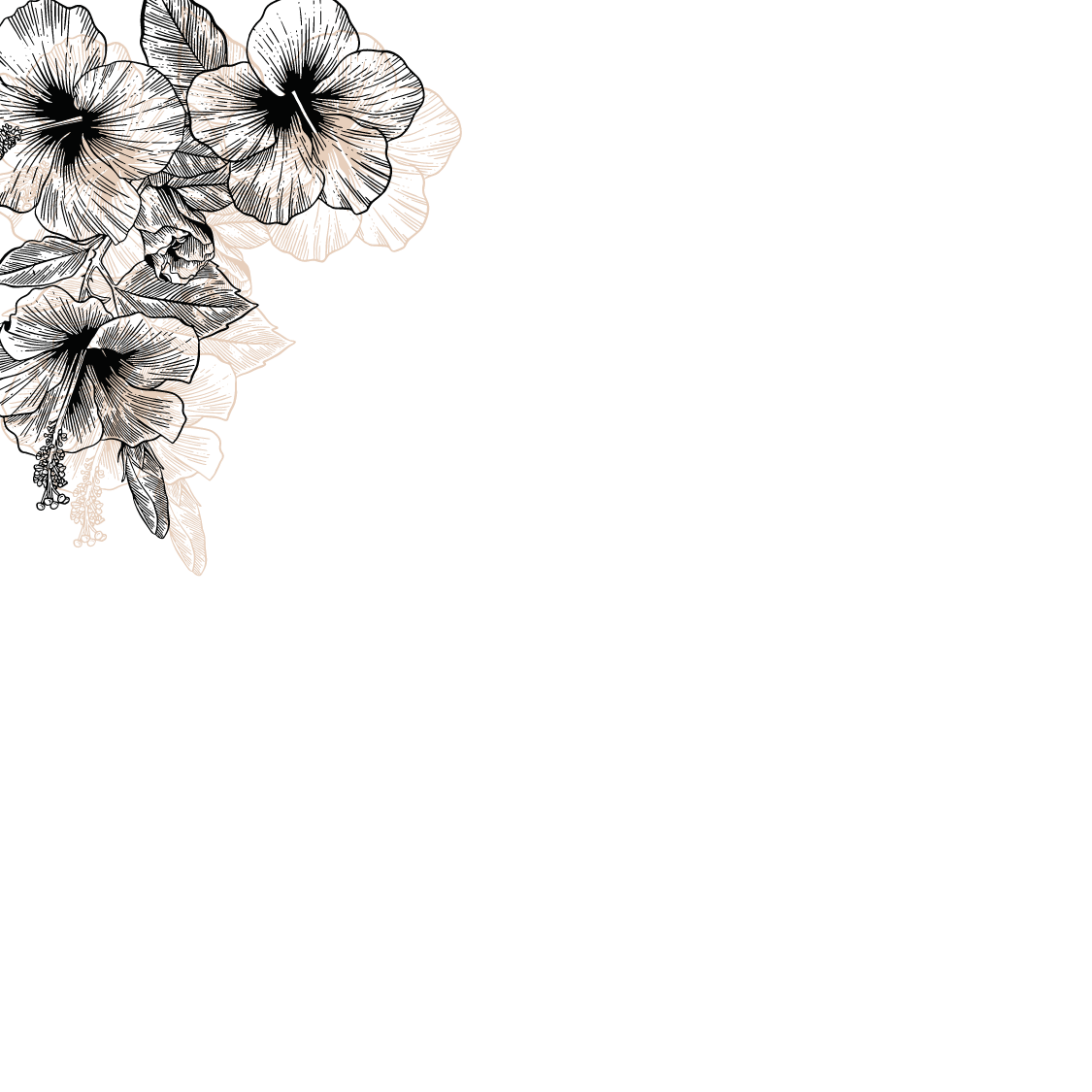 Artistic black and white floral design in corner with dark background.