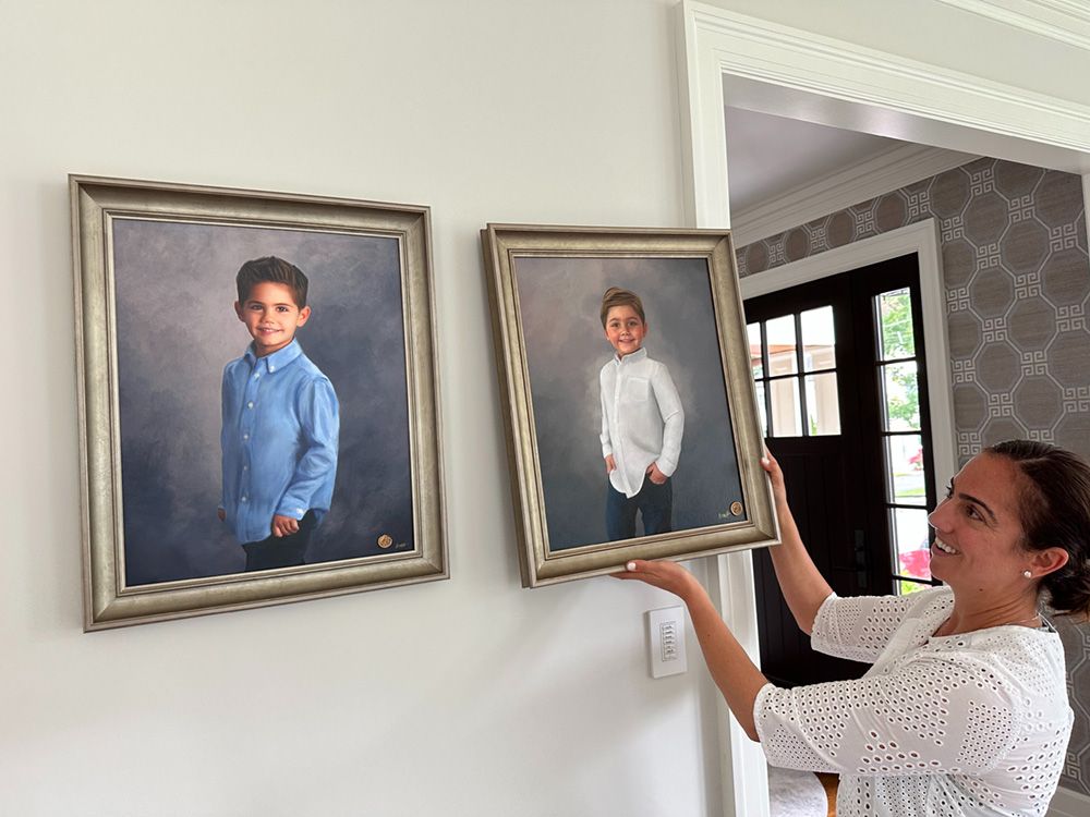 A client very happy to unvei the second son's official painted portrait.
