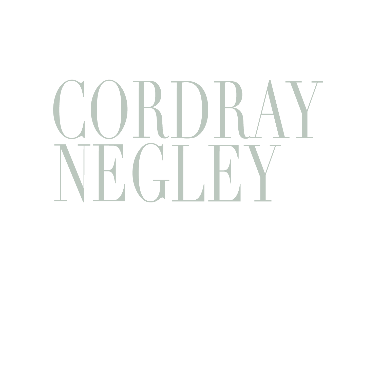White text reading CORDRAY NEGLEY displayed in all capital letters on a black background.