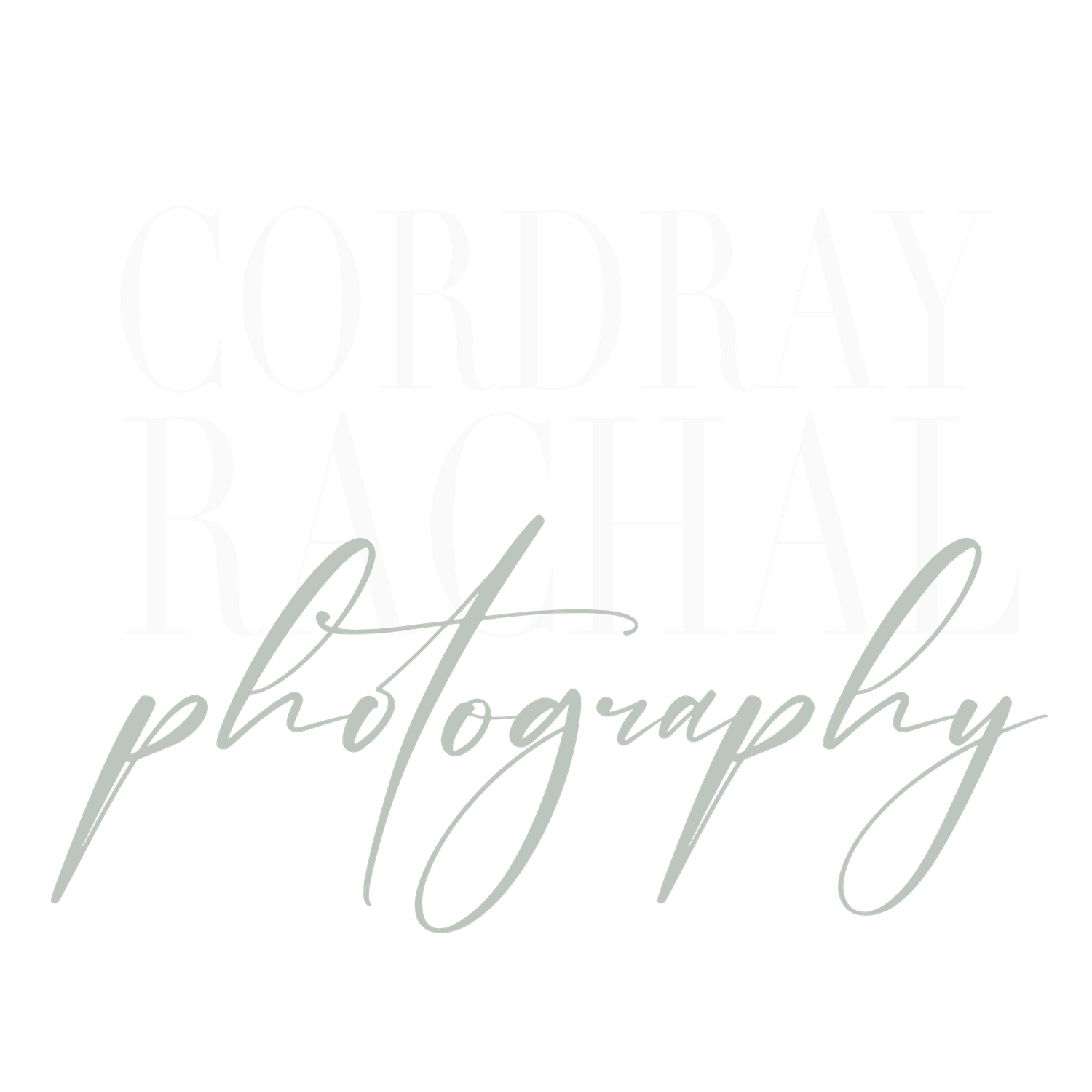 White photography studio branding logo on black background.