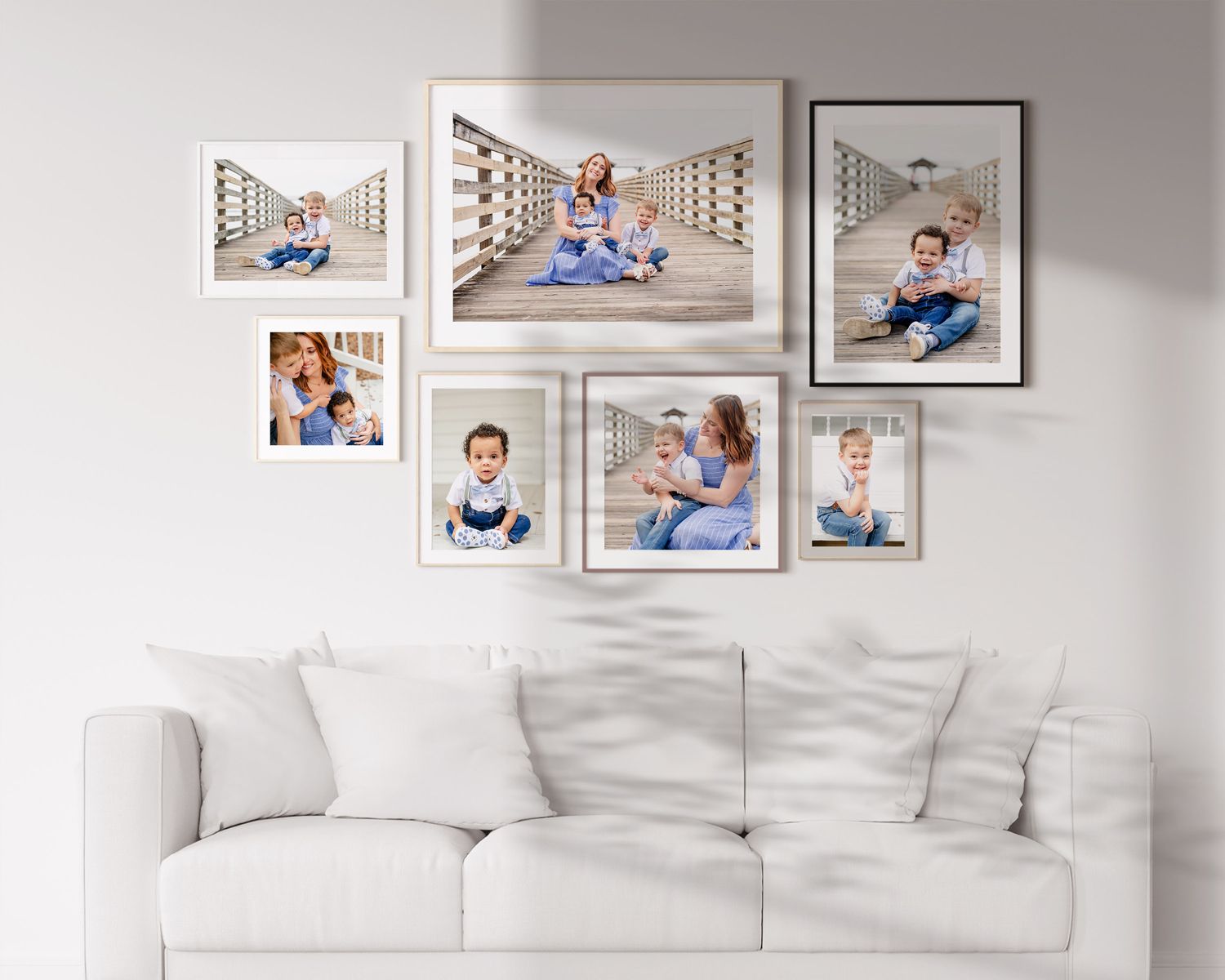 Family frames in a Jacksonville FL home featuring a mom and her two wiggly and playful toddlers at the Alpine Groves park on the dock