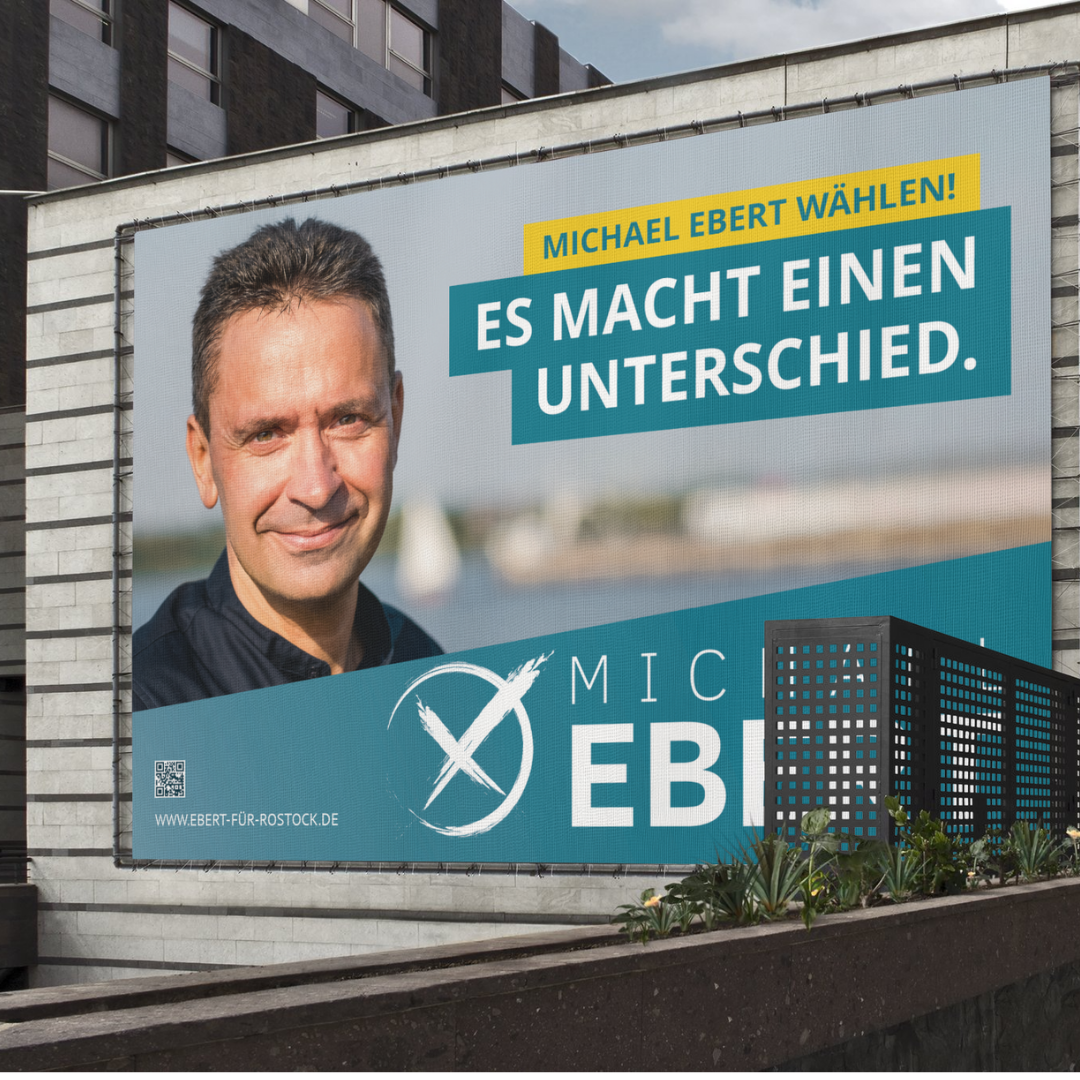 Großflächenplakat Oberbürgermeister-Wahlkampf in Rostock