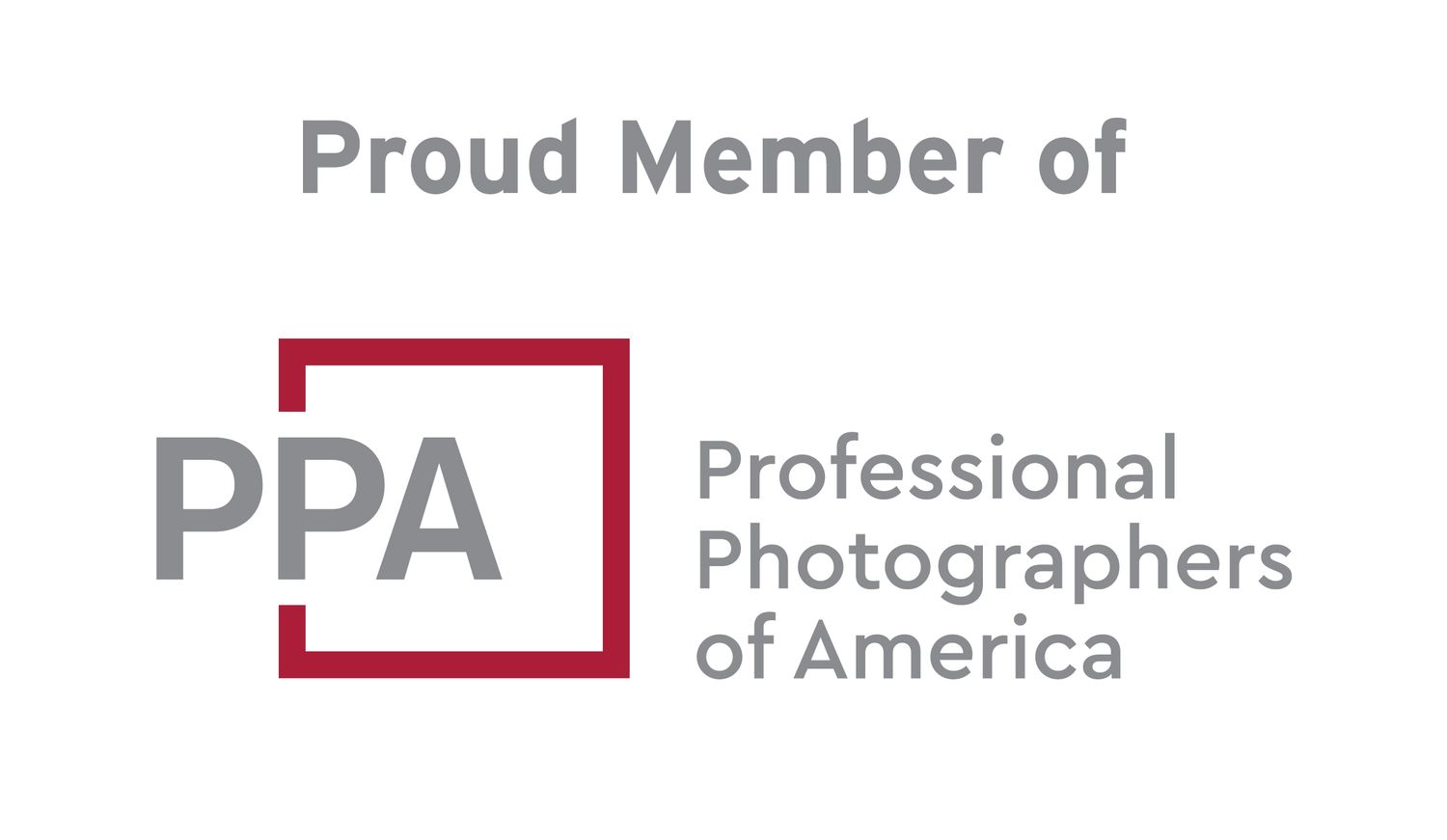 Gray and red logo showing membership in Professional Photographers of America (PPA) organization.