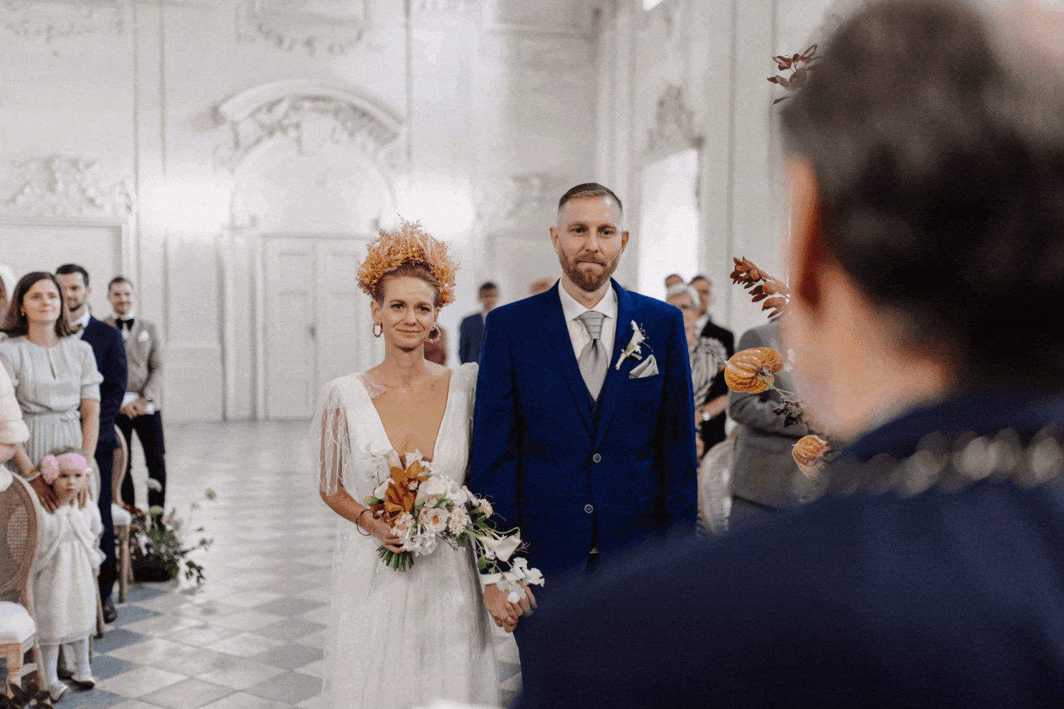 Wedding moment from ceremony at Zámek Křinec.