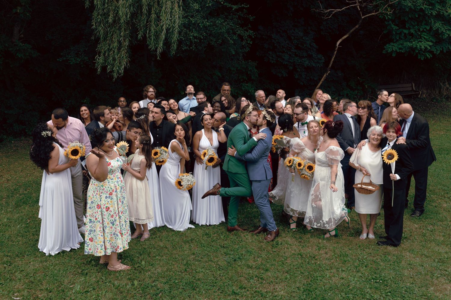 The Perfect Color-Coordinated Same-Sex Wedding in Toronto, at Fantasy Farms. Cinematic photography in Toronto for stylish, queer couples.