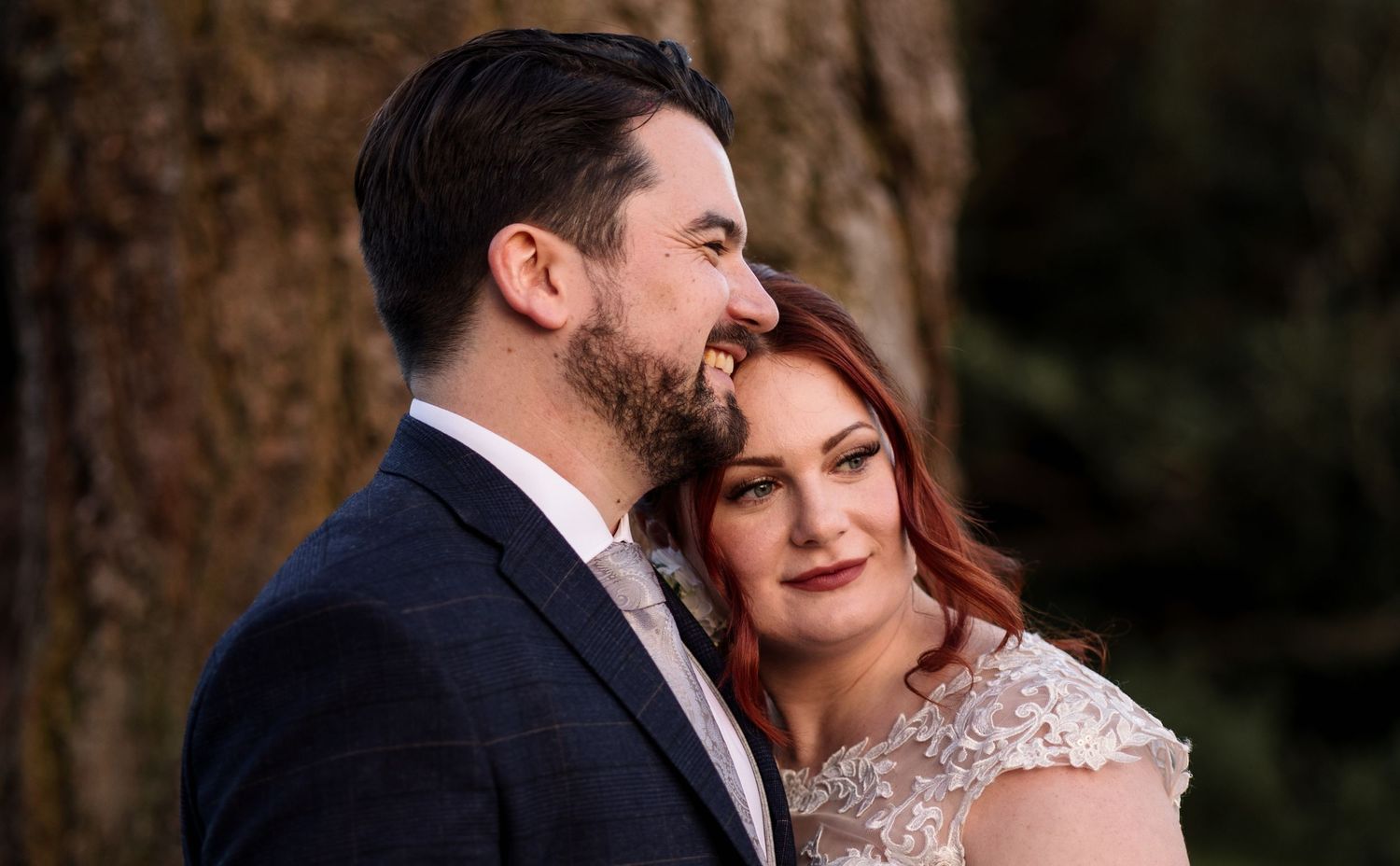 couple cuddling on wedding day elopement adventure