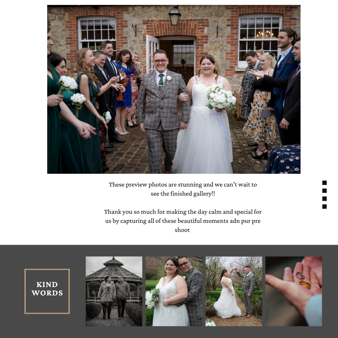 Wedding celebration outside brick venue with guests throwing confetti.