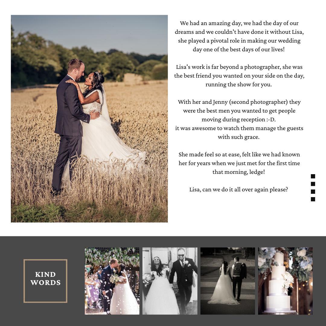 Couple in wedding attire standing among tall grasses in sunlit field.