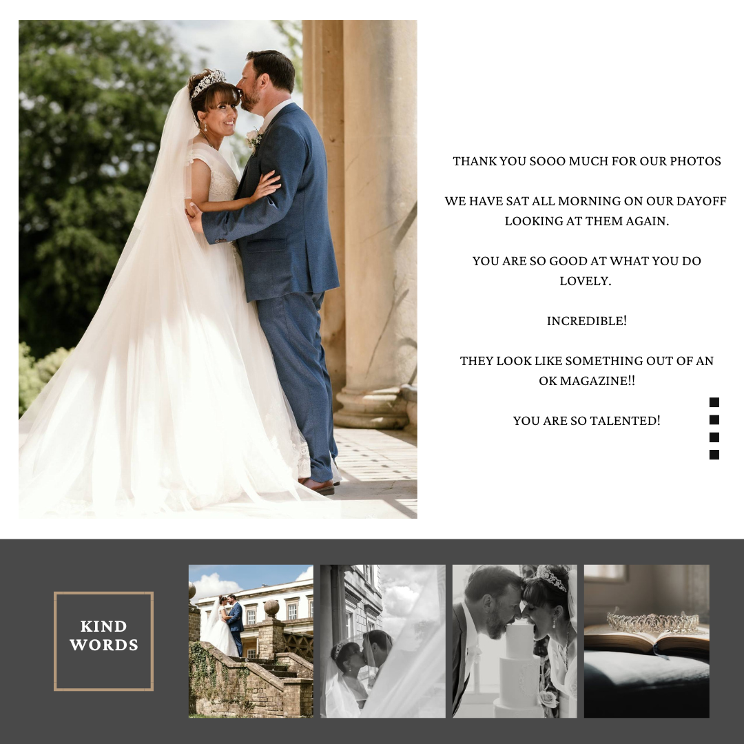 Elegant wedding portrait showing couple embracing against a light architectural backdrop.