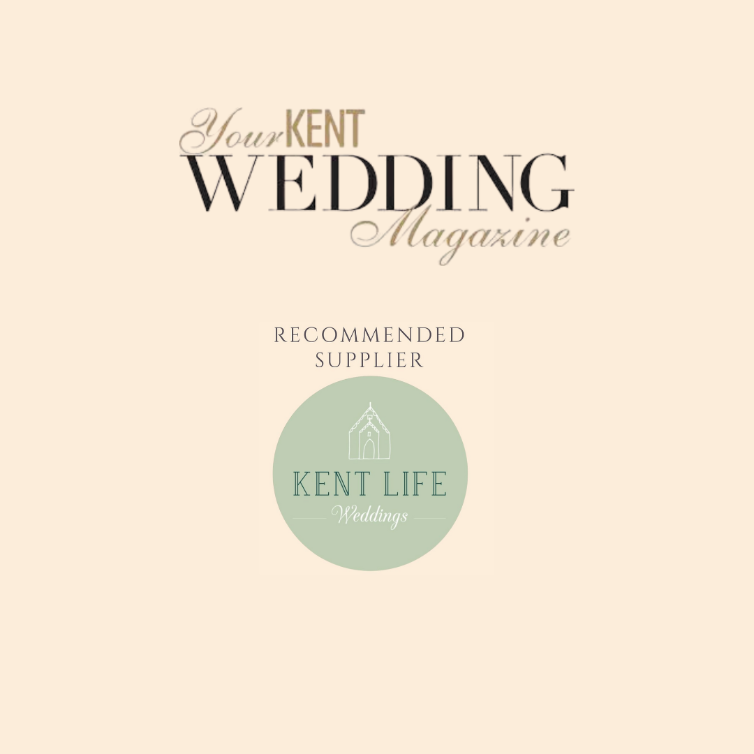A delicate mint green and peachy-pink logo design for a wedding supplier brand against a cream colored background.