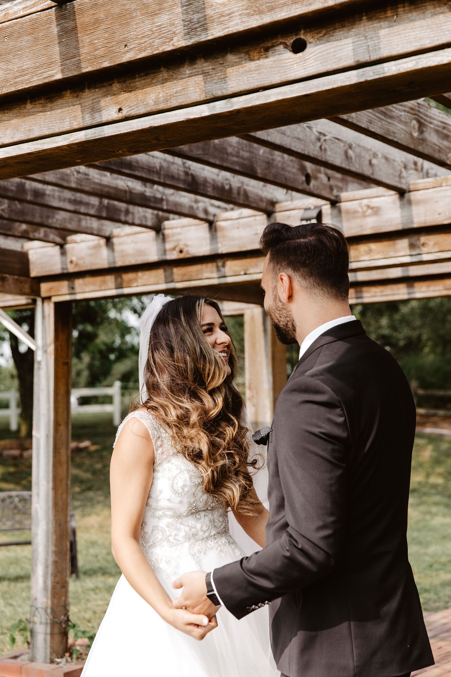 country pines wedding lincoln nebraska, first look between bride and groom