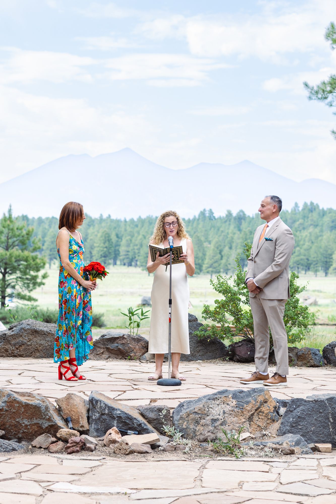 Flagstaff wedding with the San Franciscos peeks in the back