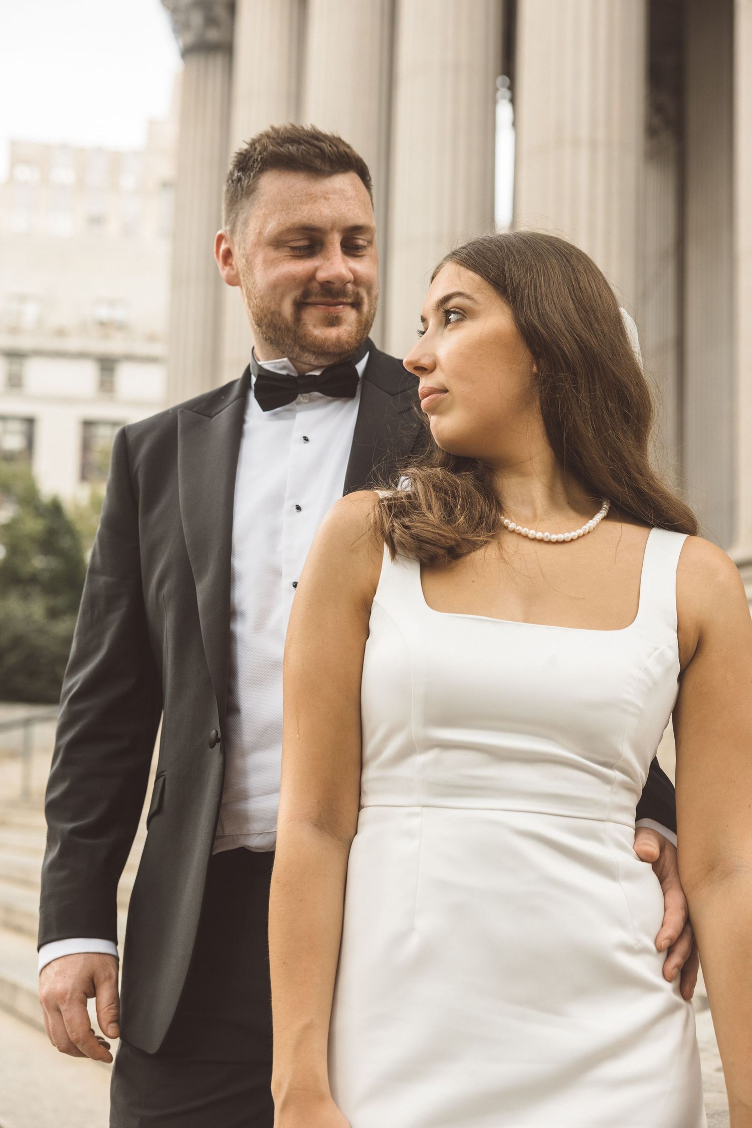 chic couple from the UK on their NYC wedding day