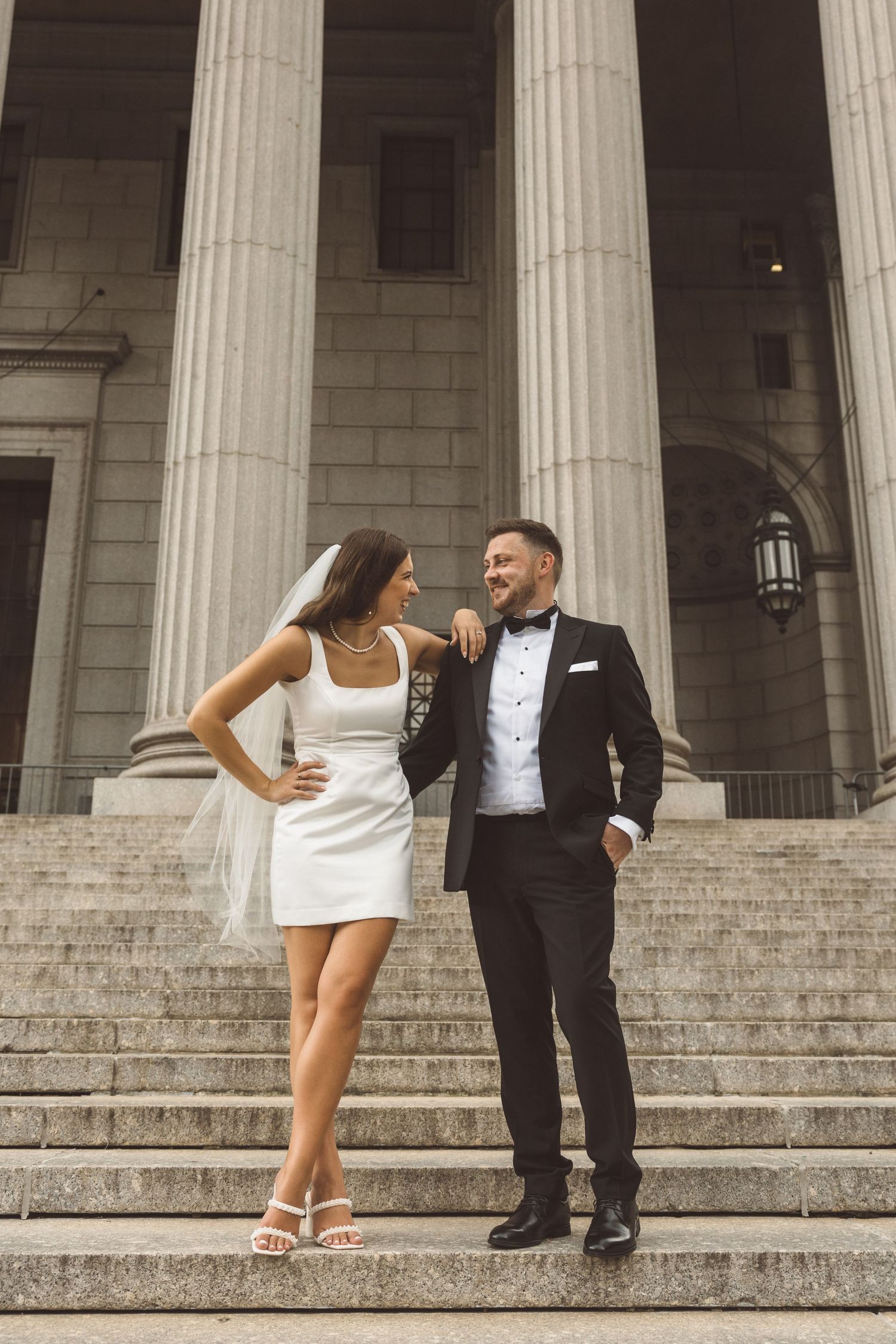 Editorial moment of a UK couple on their elopement day in NYC