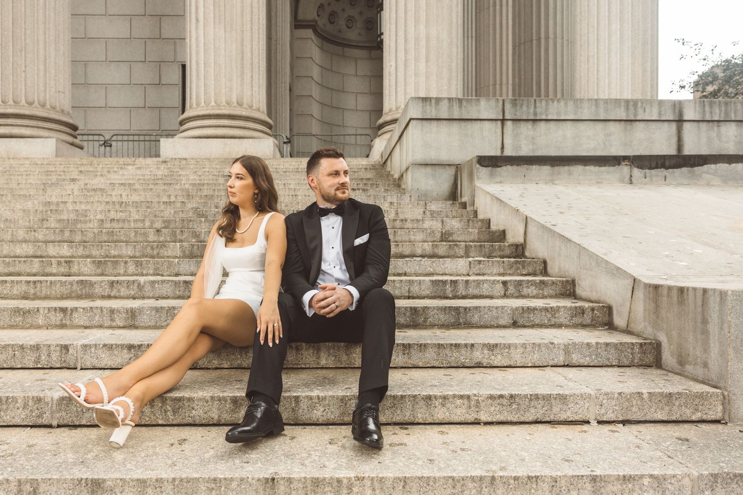 Editorial style couple on NYC City Hall wedding day