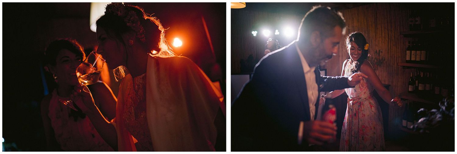 Two dark silhouettes of figures stand against bright lights at night in similar dramatic compositions.
