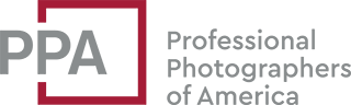Logo for Professional Photographers of America. Sheena is a member