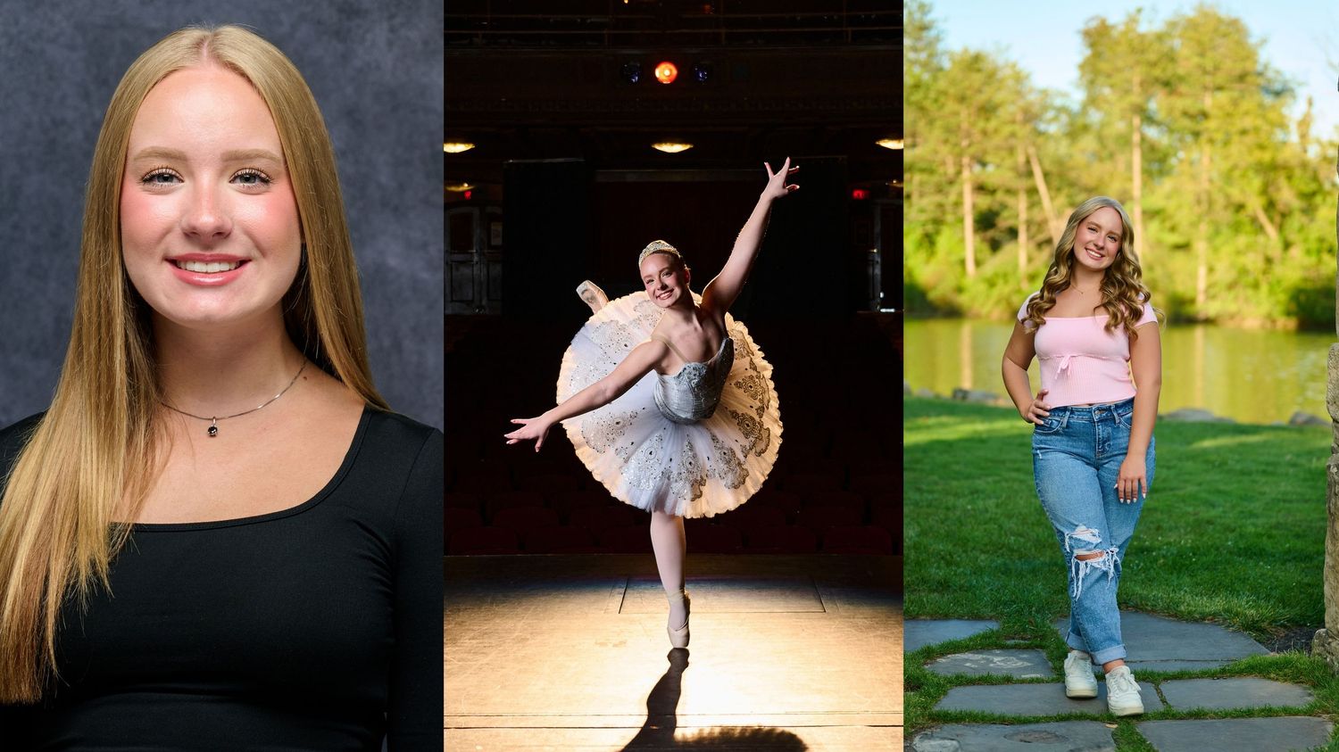 Composite image showing dance, portrait and casual lifestyle photography styles.