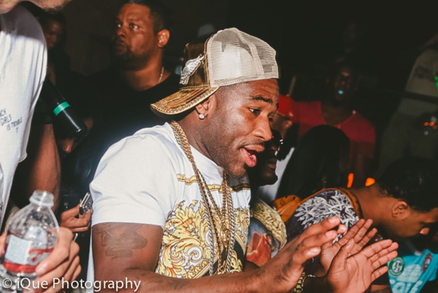 Adrien Broner enjoying event atmosphere.