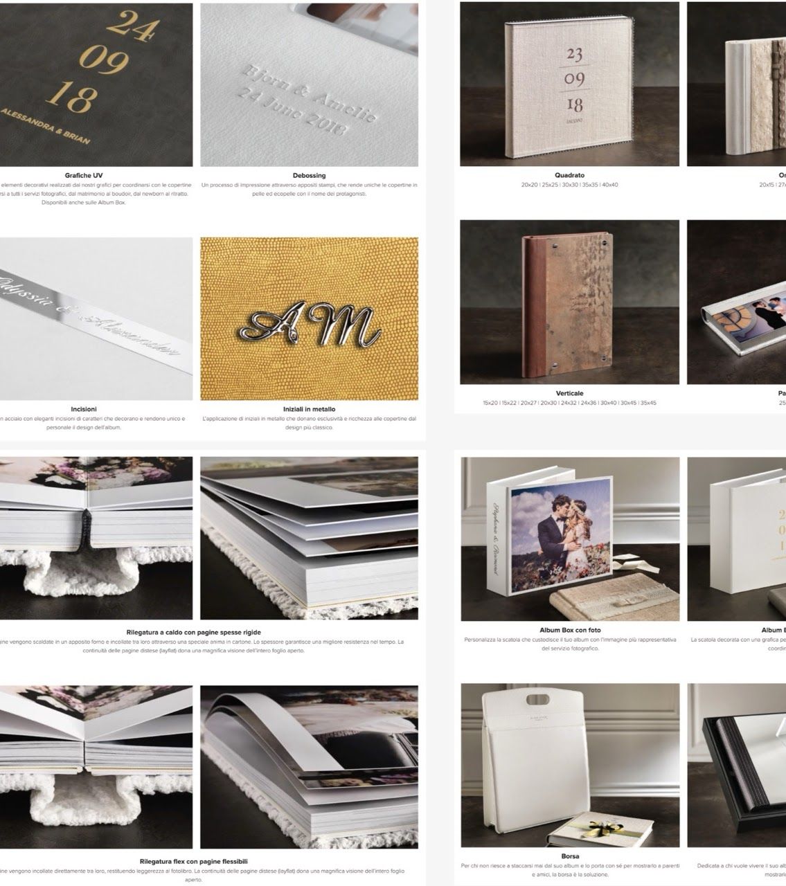 wedding album luxury, produzione artigianale album di matrimonio