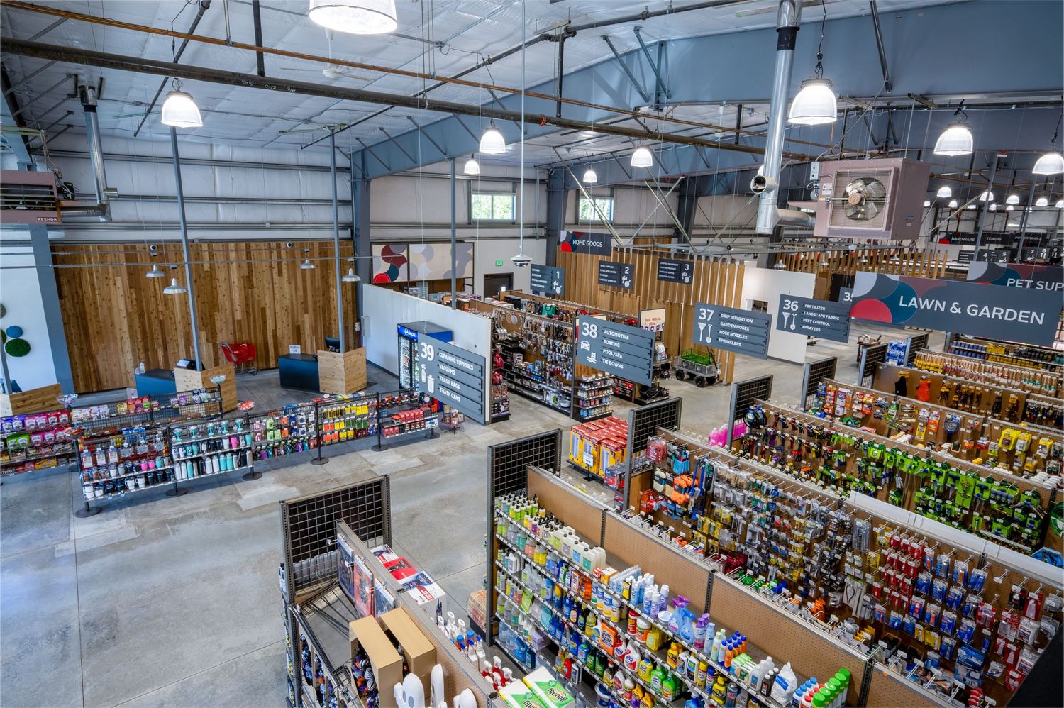 Interior view of retail store showing shelving displays and merchandise organization.