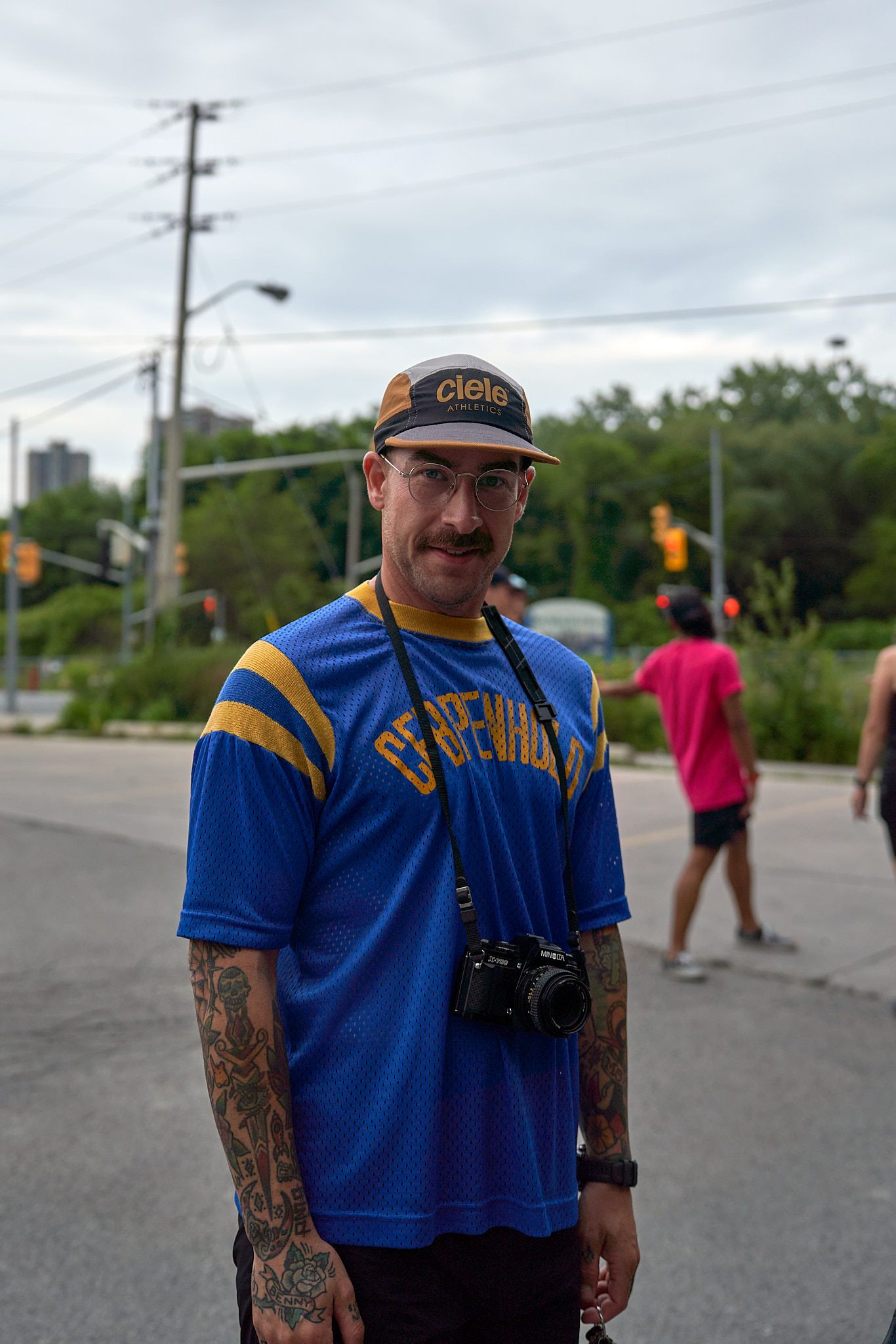 Runners cheering for others in a race in Canada