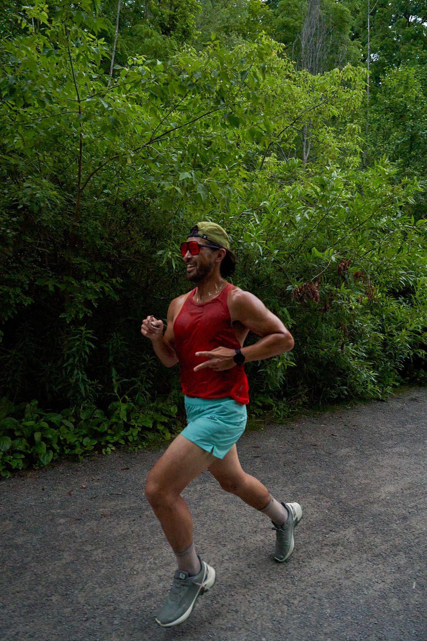 Runners cheering for others in a race in Canada
