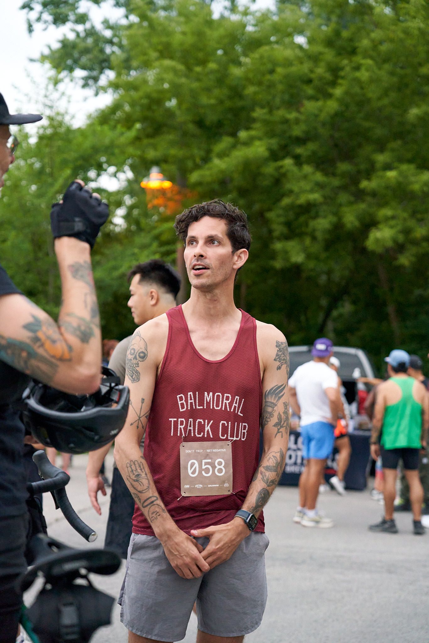 Runners cheering for others in a race in Canada