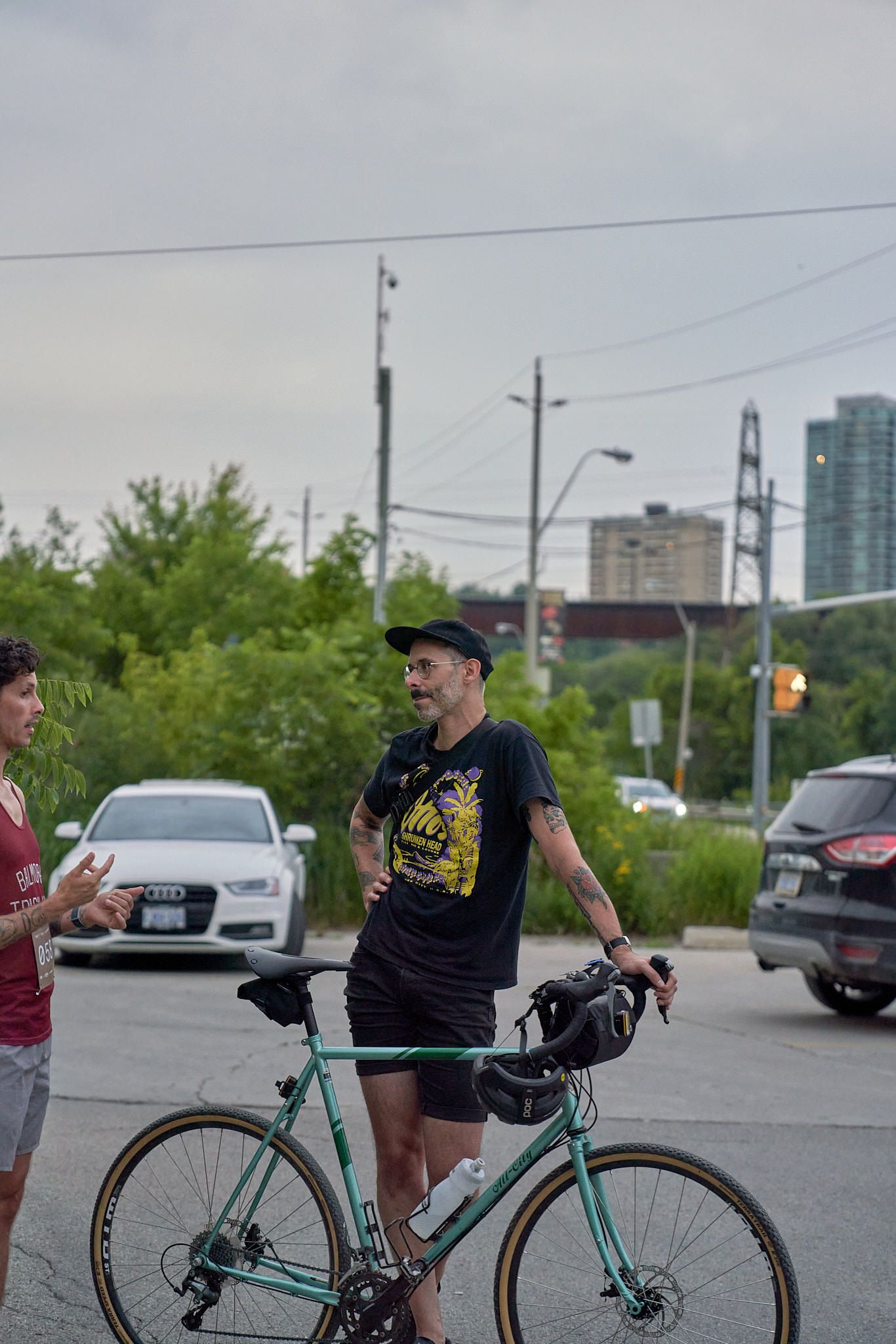 Runners cheering for others in a race in Canada