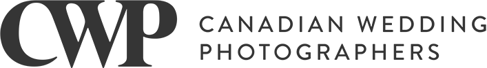 Black text logo for Canadian Wedding Photographers on white background with shadowed design element.