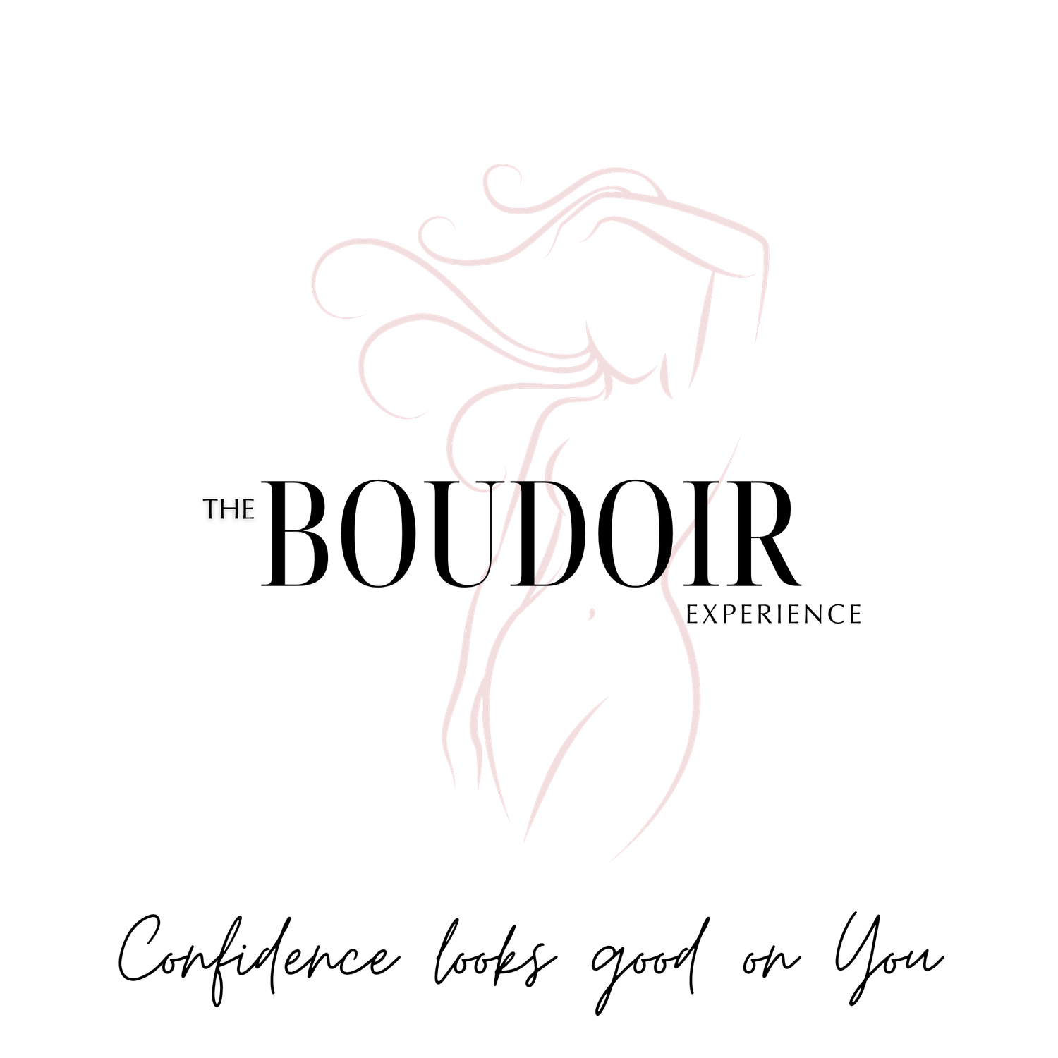 Elegant pink minimalist boudoir photography logo design with feminine silhouette and stylish typography.