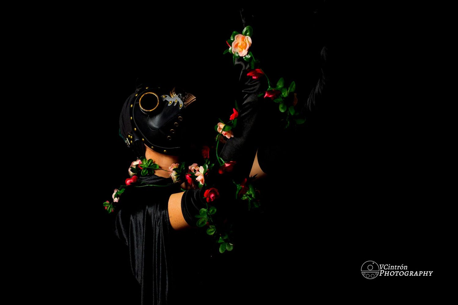 A sequence of dark artistic food photography shots showing ingredients floating against a black background.