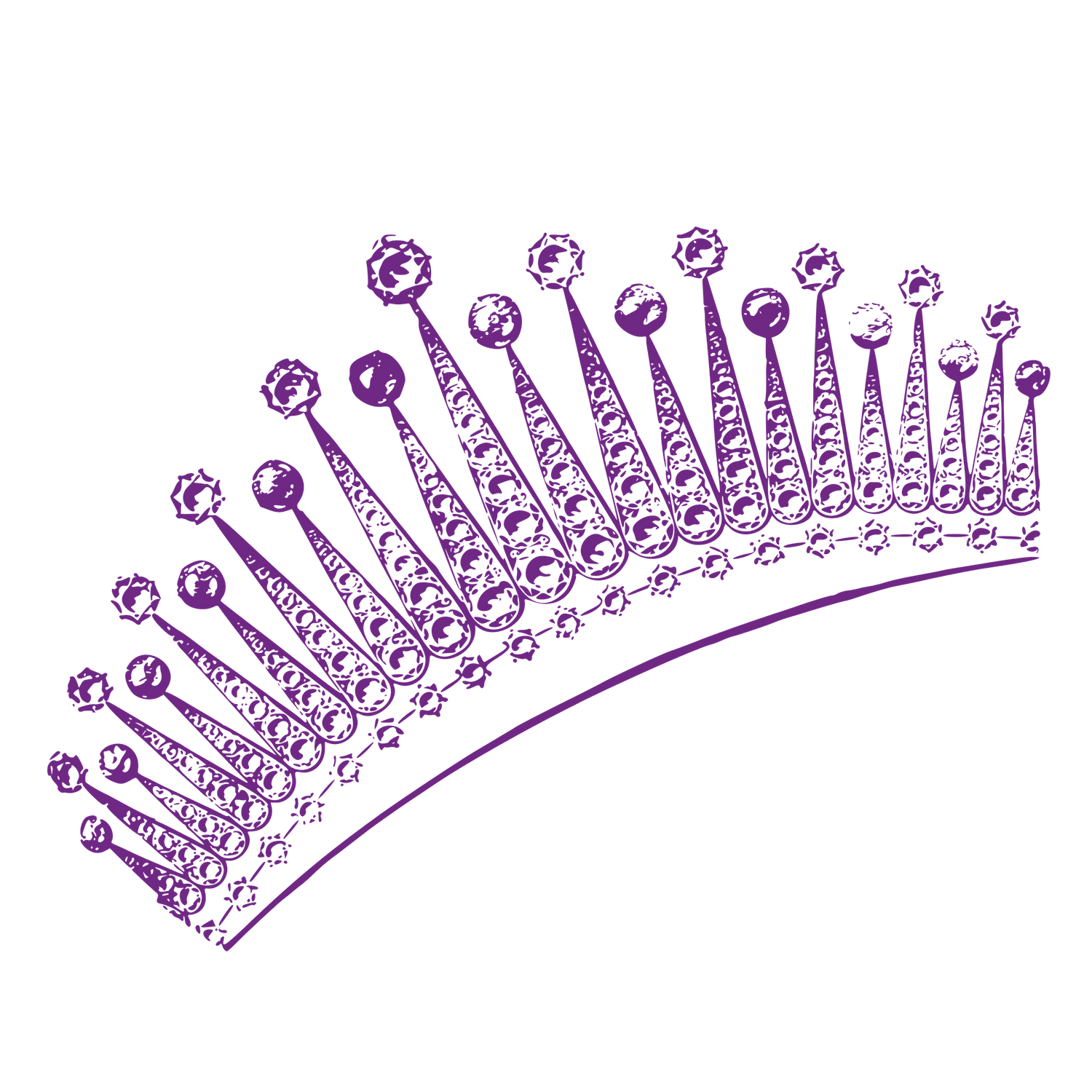 Purple crown illustration with ornate curved design featuring jeweled points that represents the elegant mother Violet Bridgerton.